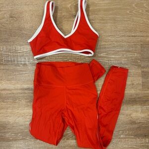 Red Two-Piece Active Set with White Trim